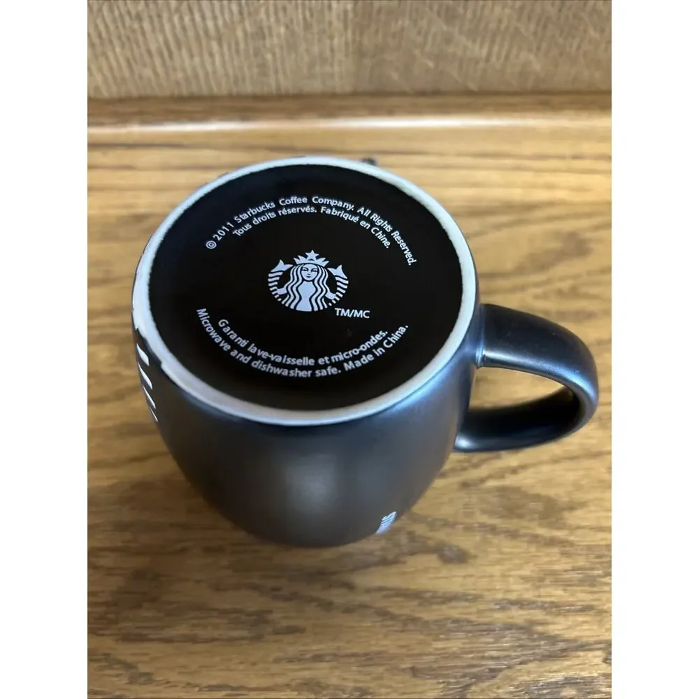 2011 Starbucks laser Etched Mermaid Siren Matte Black Barrel Coffee Mug Cup - Picture 5 of 5